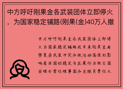 中方呼吁刚果金各武装团体立即停火，为国家稳定铺路(刚果(金)40万人撤离)